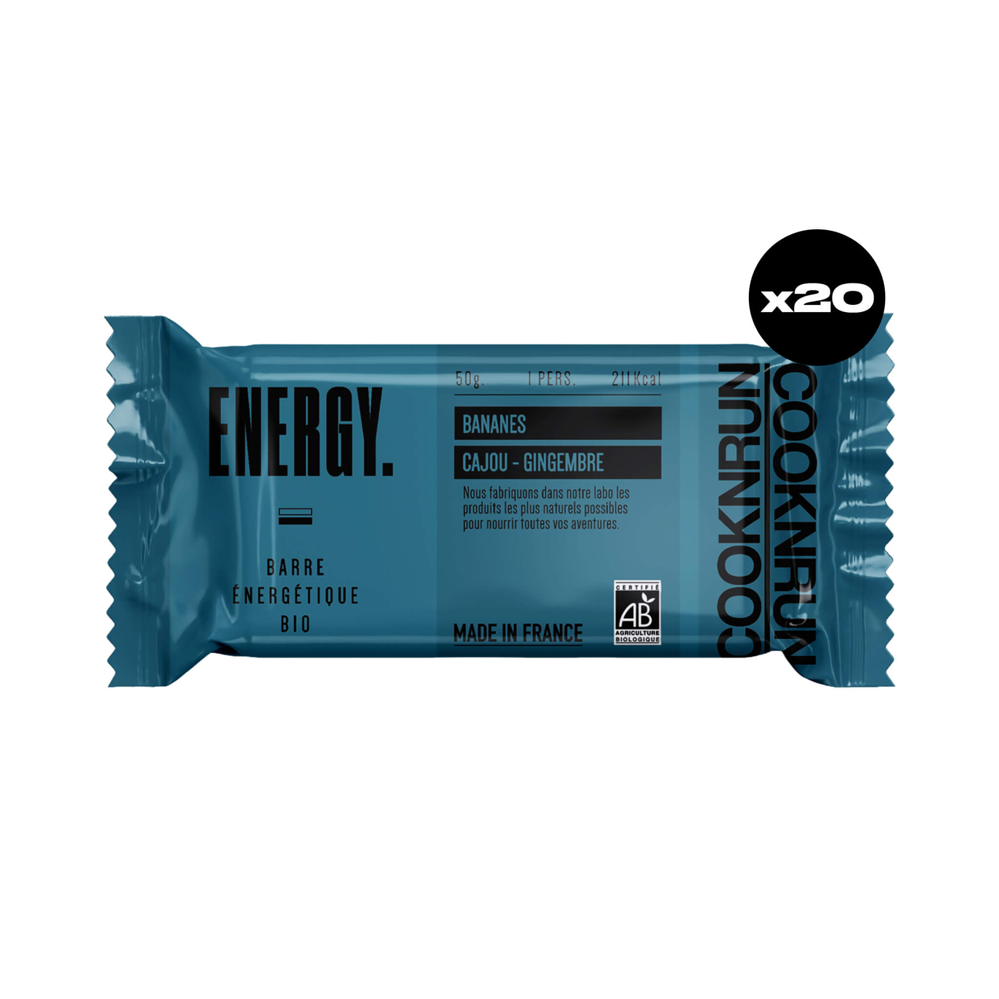 Barres énergétiques bio x20 | Bananes, Noix de Cajou et Gingembre